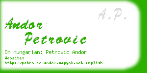 andor petrovic business card